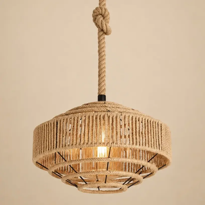 Rut-pendul rustic din funie Diam.40cm