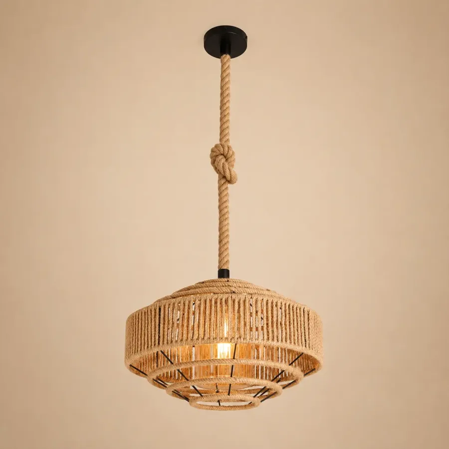 Rut-pendul rustic din funie Diam.40cm