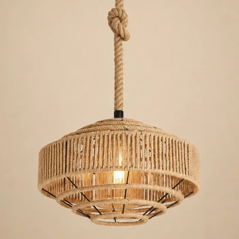 Rut-pendul rustic din funie Diam.40cm