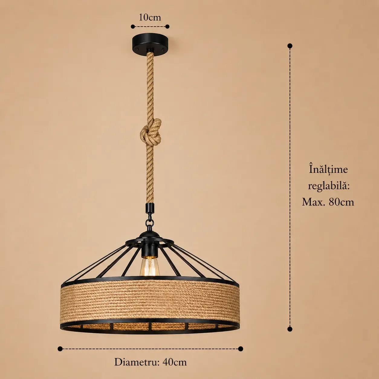 Tulum-pendul rustic din funie Diam.40cm