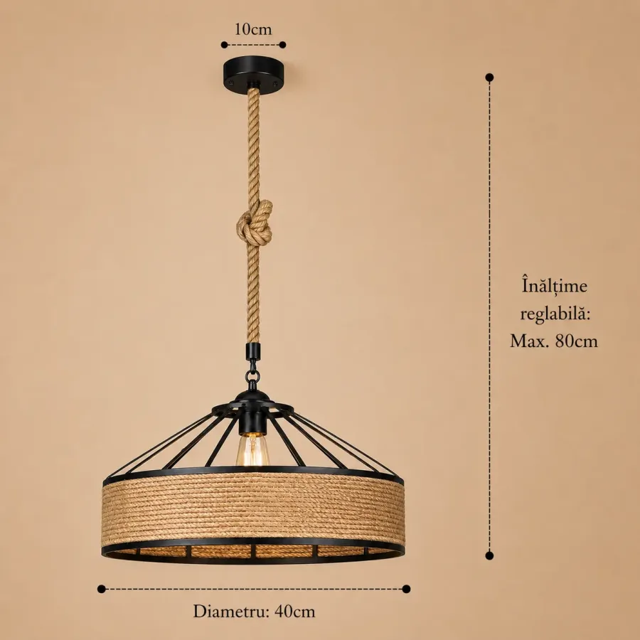 Tulum-pendul rustic din funie Diam.40cm