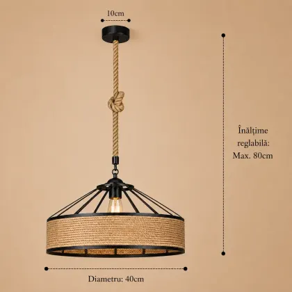 Tulum-pendul rustic din funie Diam.40cm
