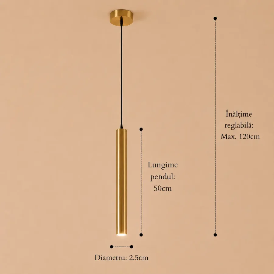 Basic-pendul led cilindric auriu