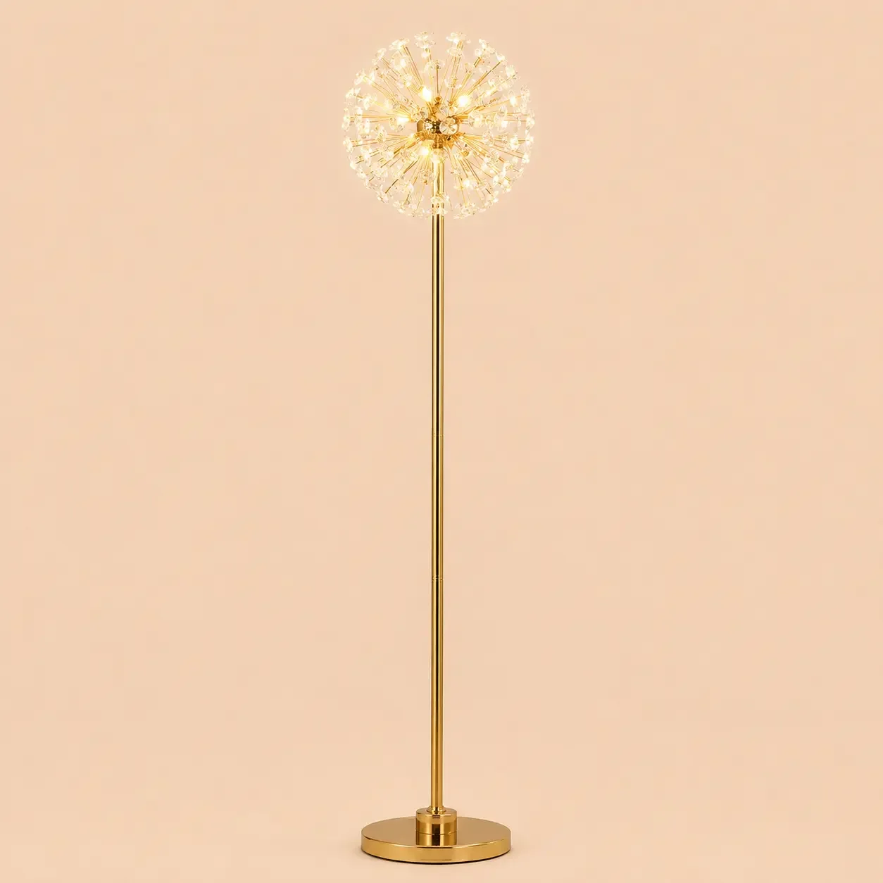 Elira-lampadar auriu elegant cu cristale si 8 becuri