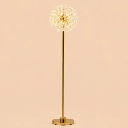 Elira-lampadar auriu elegant cu cristale si 8 becuri