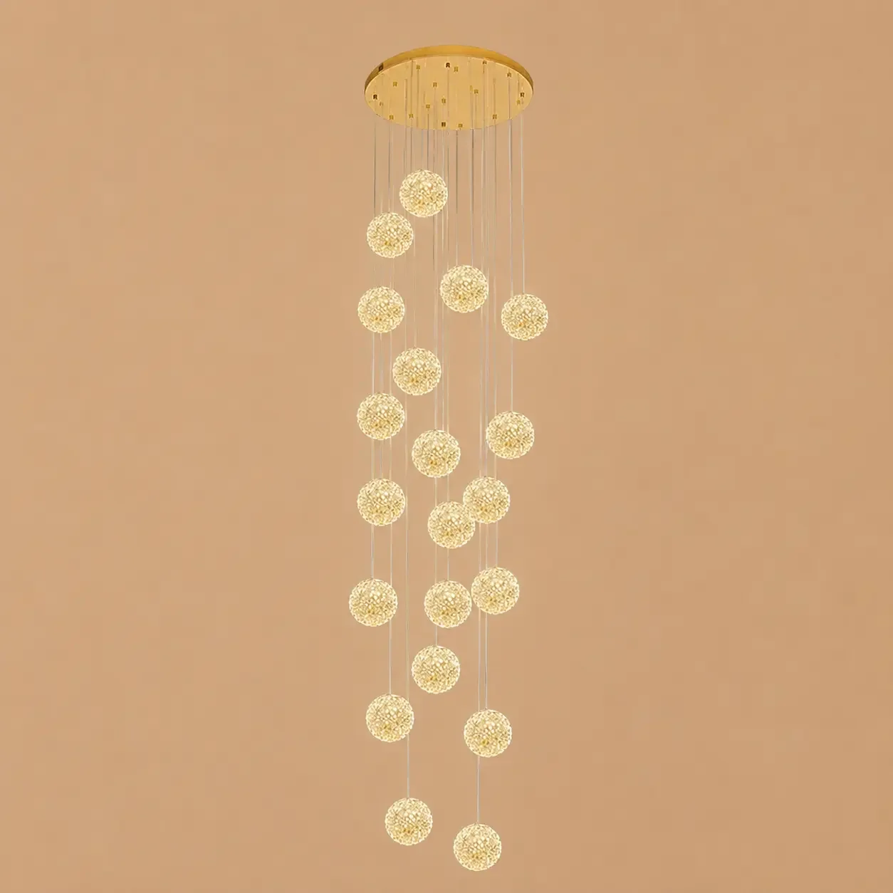 Celia-candelabru led auriu cu 20 bile de cristal