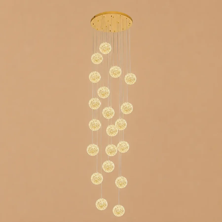Celia-candelabru led auriu cu 20 bile de cristal