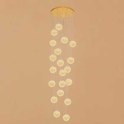 Celia-candelabru led auriu cu 20 bile de cristal