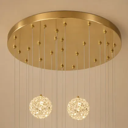 Celia-candelabru led auriu cu 20 bile de cristal