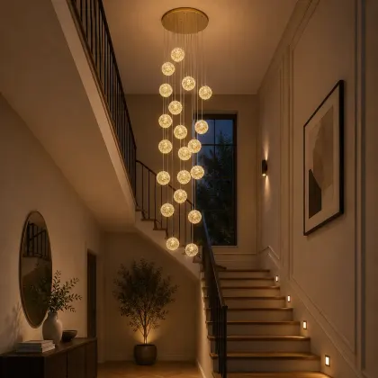 Celia-candelabru led auriu cu 20 bile de cristal