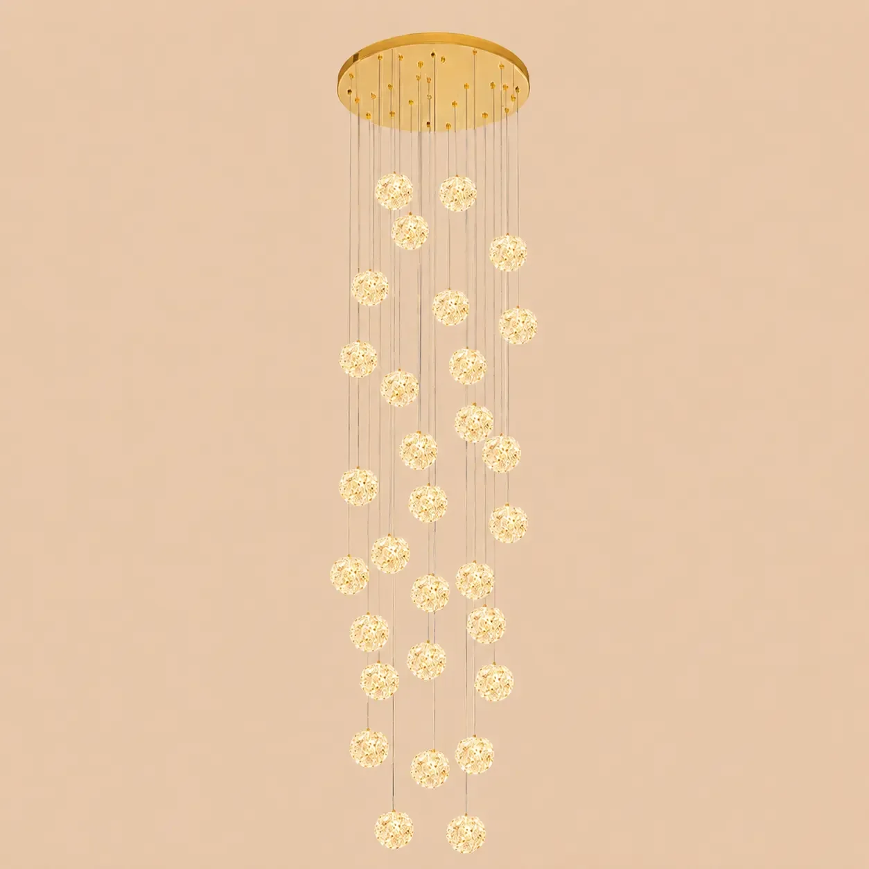 Celia-candelabru led auriu cu 30 bile de cristal
