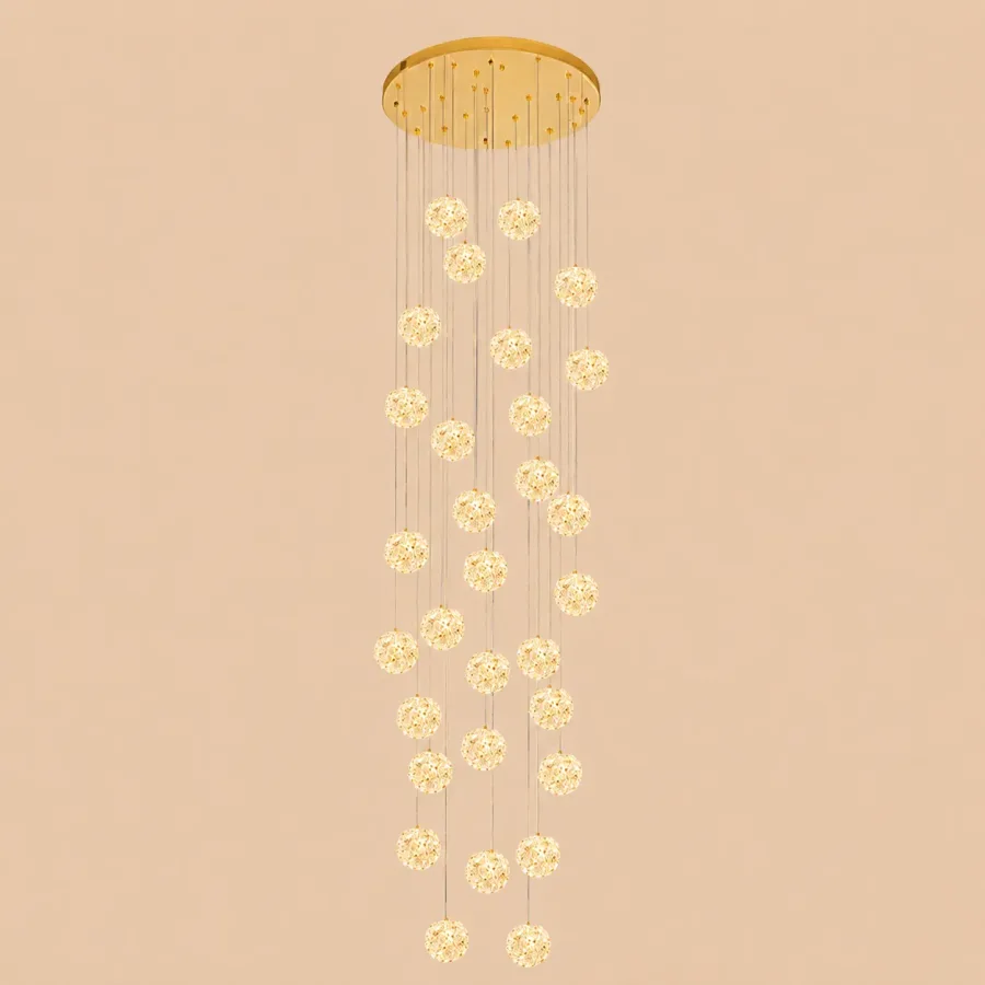 Celia-candelabru led auriu cu 30 bile de cristal