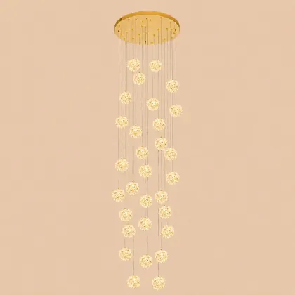 Celia-candelabru led auriu cu 30 bile de cristal