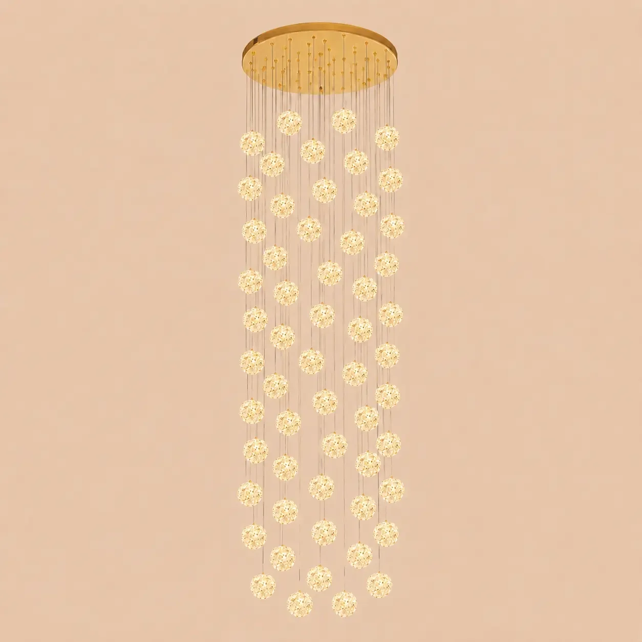 Celia-candelabru led auriu cu 60 bile de cristal