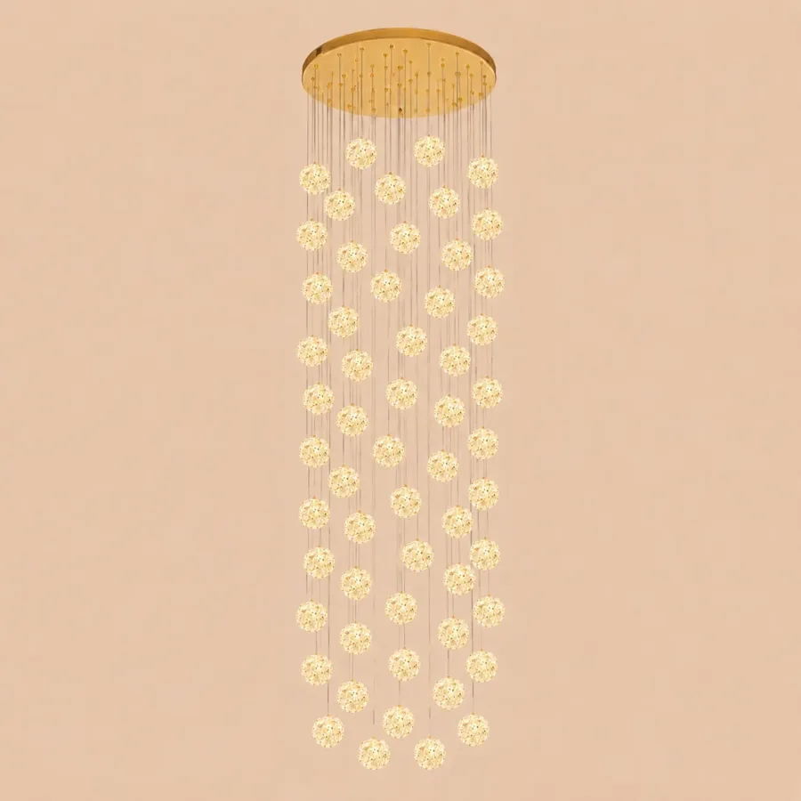 Celia-candelabru led auriu cu 60 bile de cristal