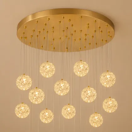 Celia-candelabru led auriu cu 60 bile de cristal