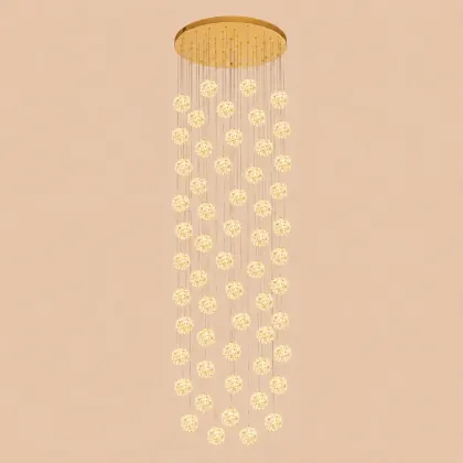 Celia-candelabru led auriu cu 60 bile de cristal