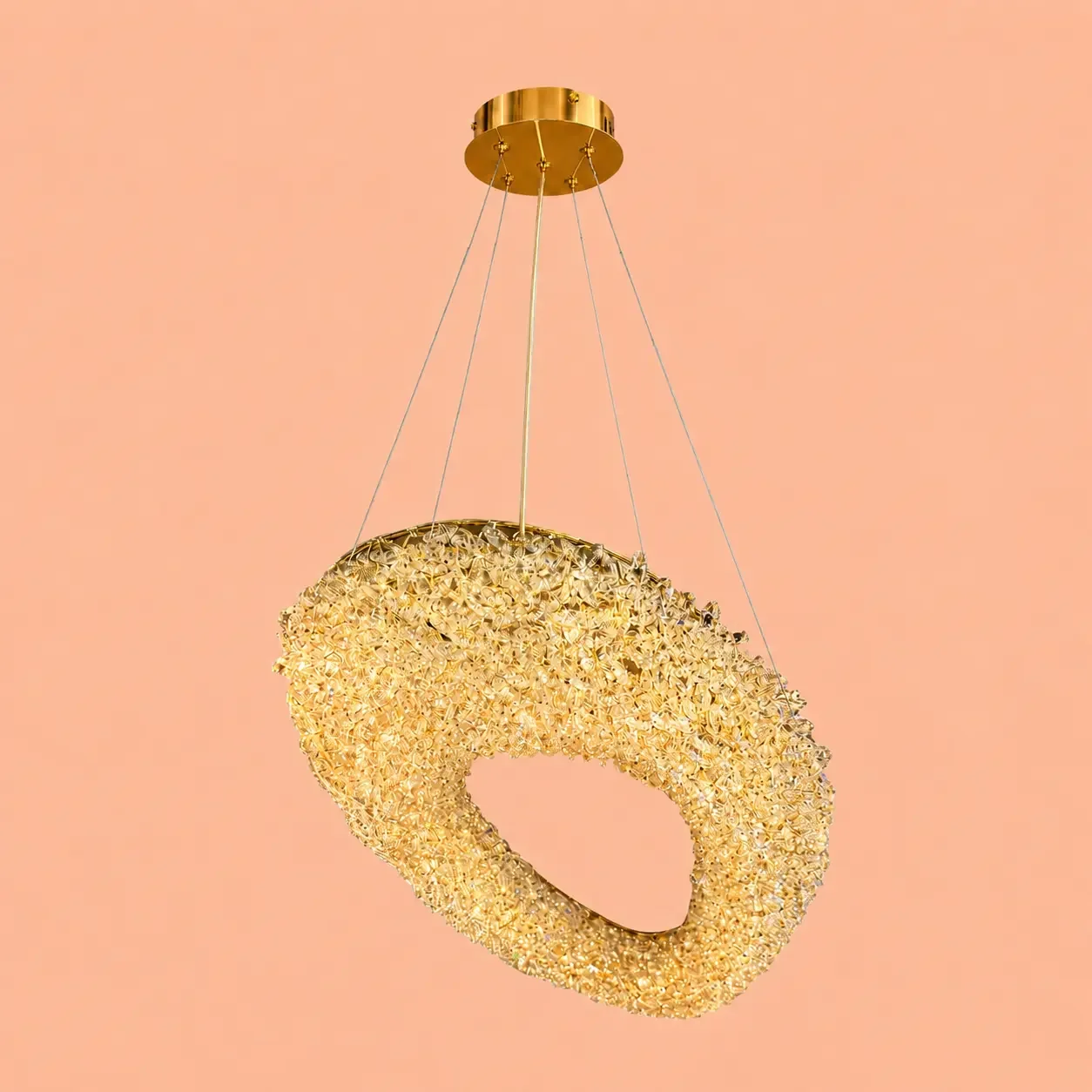 Celia-lustra led aurie cu pietre de cristal