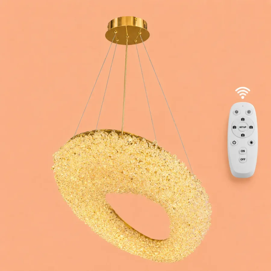 Celia-lustra led aurie cu pietre de cristal