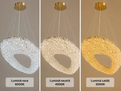 Celia-lustra led aurie cu pietre de cristal