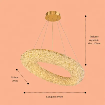 Celia-lustra led aurie cu pietre de cristal