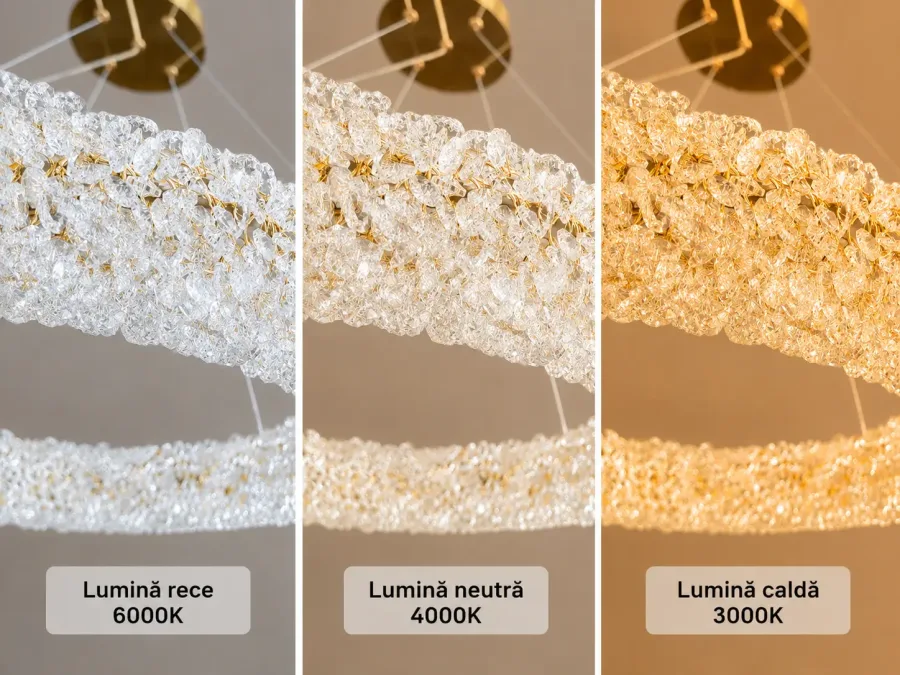 Celia-lustra led Diam.60cm cu pietre de cristal
