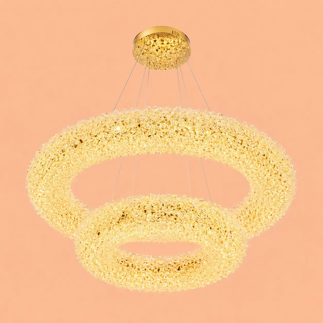 Celia-lustra led 2 cercuri cu pietre de cristal