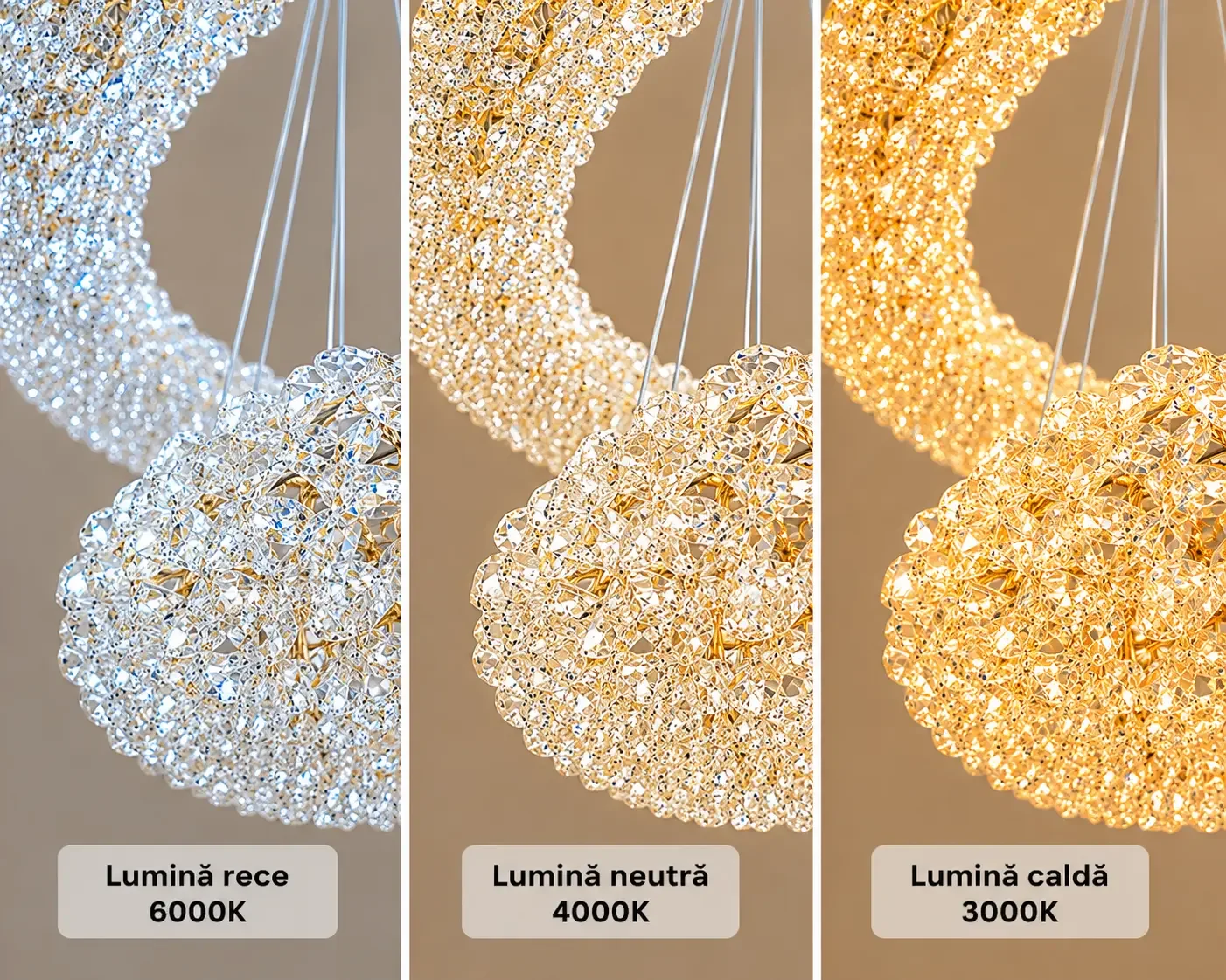 Celia-lustra led 2 cercuri cu pietre de cristal