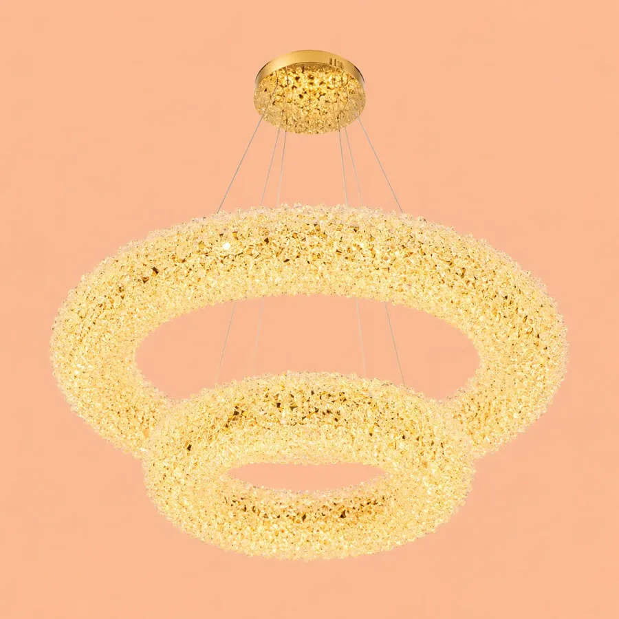 Celia-lustra led 2 cercuri cu pietre de cristal