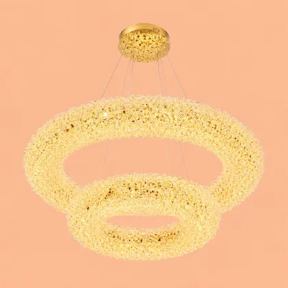 Celia-lustra led 2 cercuri cu pietre de cristal
