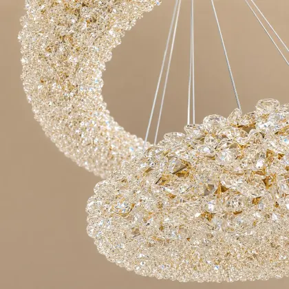 Celia-lustra led 2 cercuri cu pietre de cristal