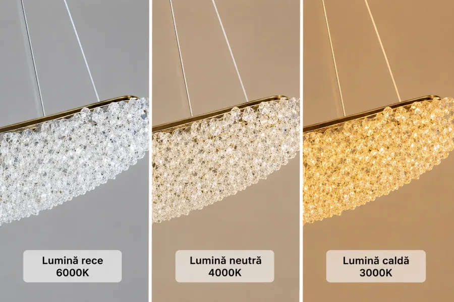 Celia-lustra led semiluna cu pietre de cristal