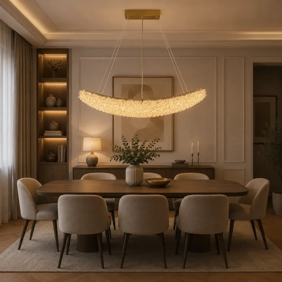 Celia-lustra led semiluna cu pietre de cristal
