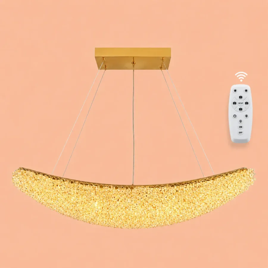 Celia-lustra led semiluna cu pietre de cristal