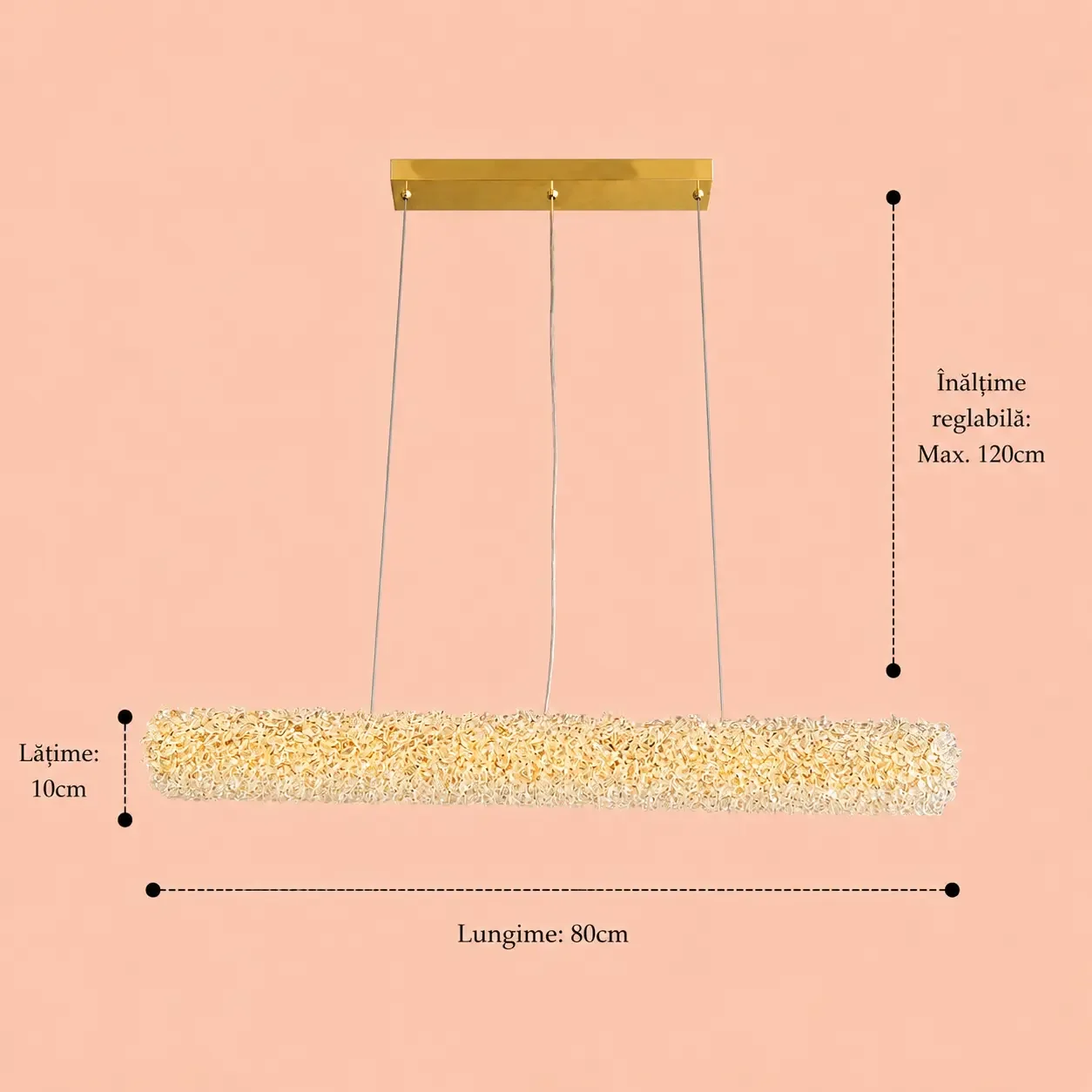 Celia-lustra led linie cu pietre de cristal