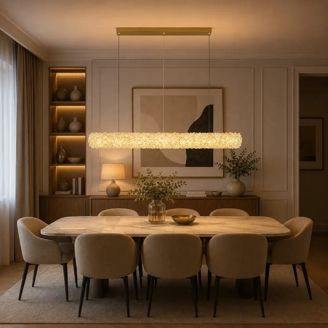 Celia-lustra led linie cu pietre de cristal