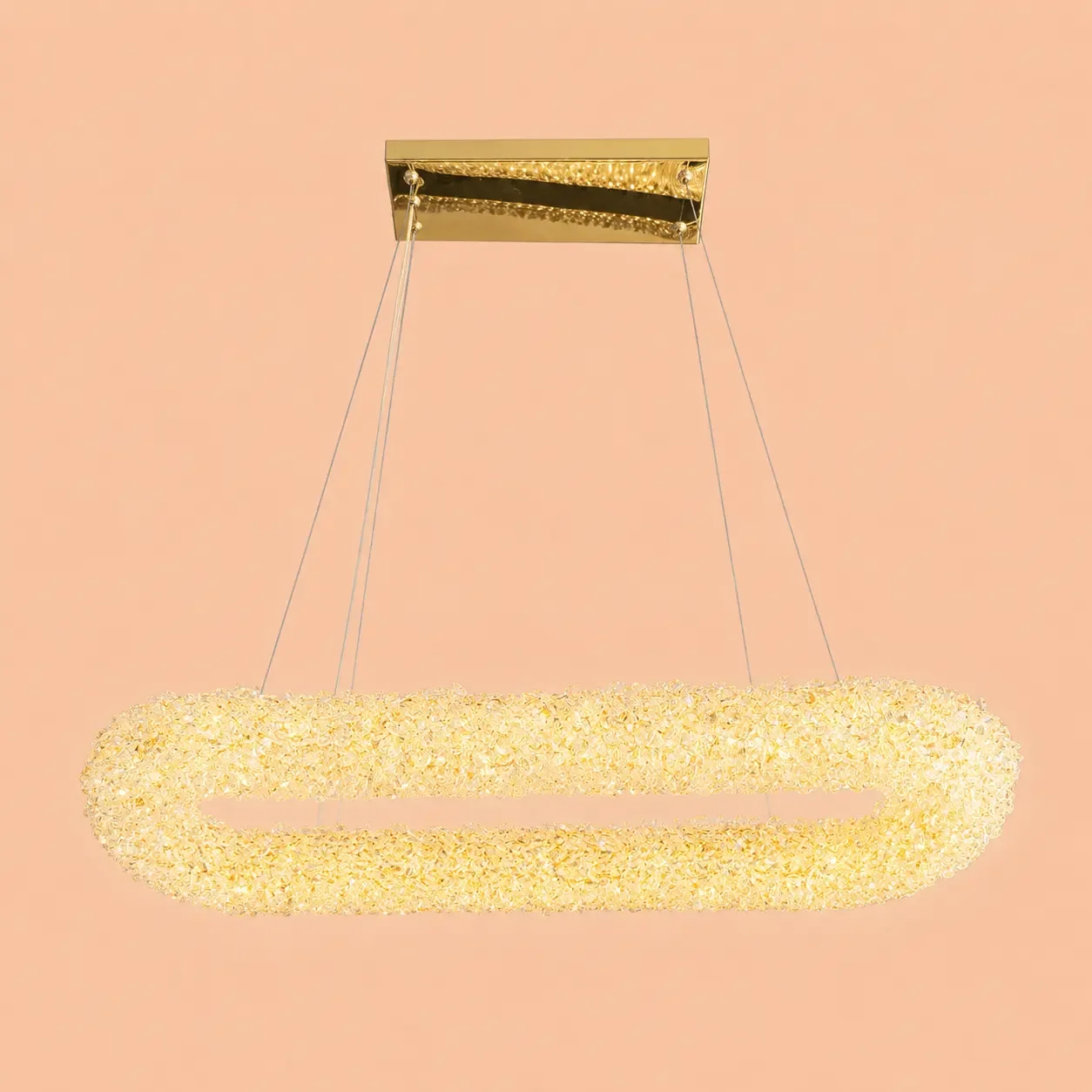 Celia-lustra led ovala cu pietre de cristal