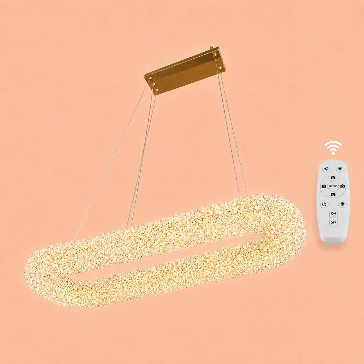 Celia-lustra led ovala cu pietre de cristal