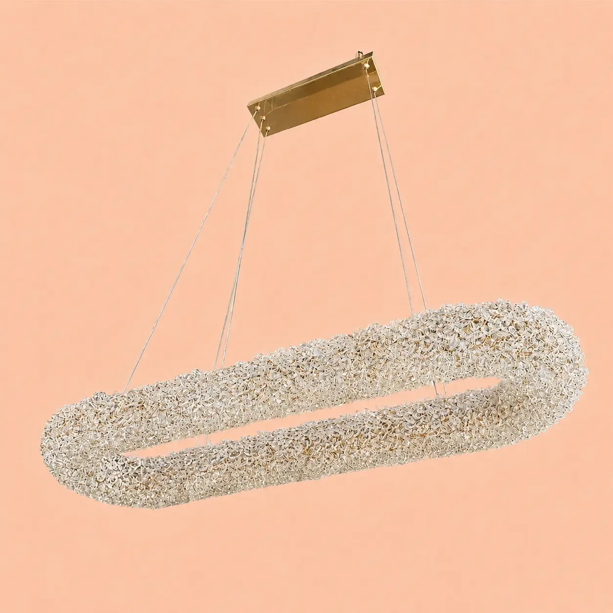 Celia-lustra led ovala cu pietre de cristal