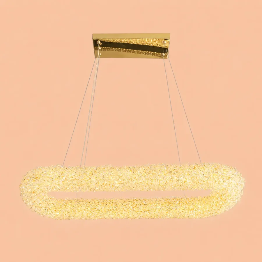 Celia-lustra led ovala cu pietre de cristal