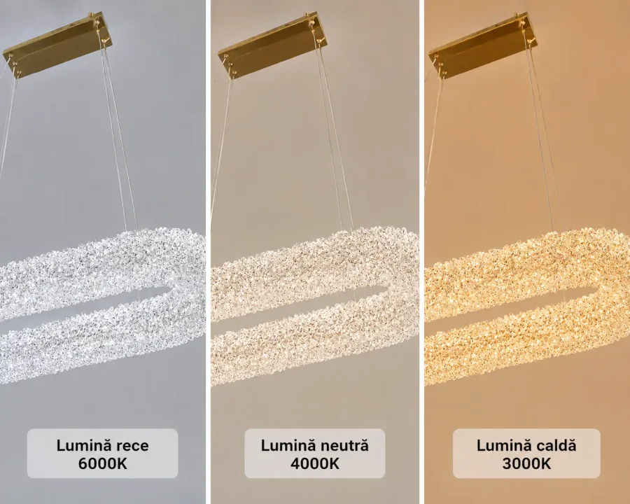Celia-lustra led ovala cu pietre de cristal