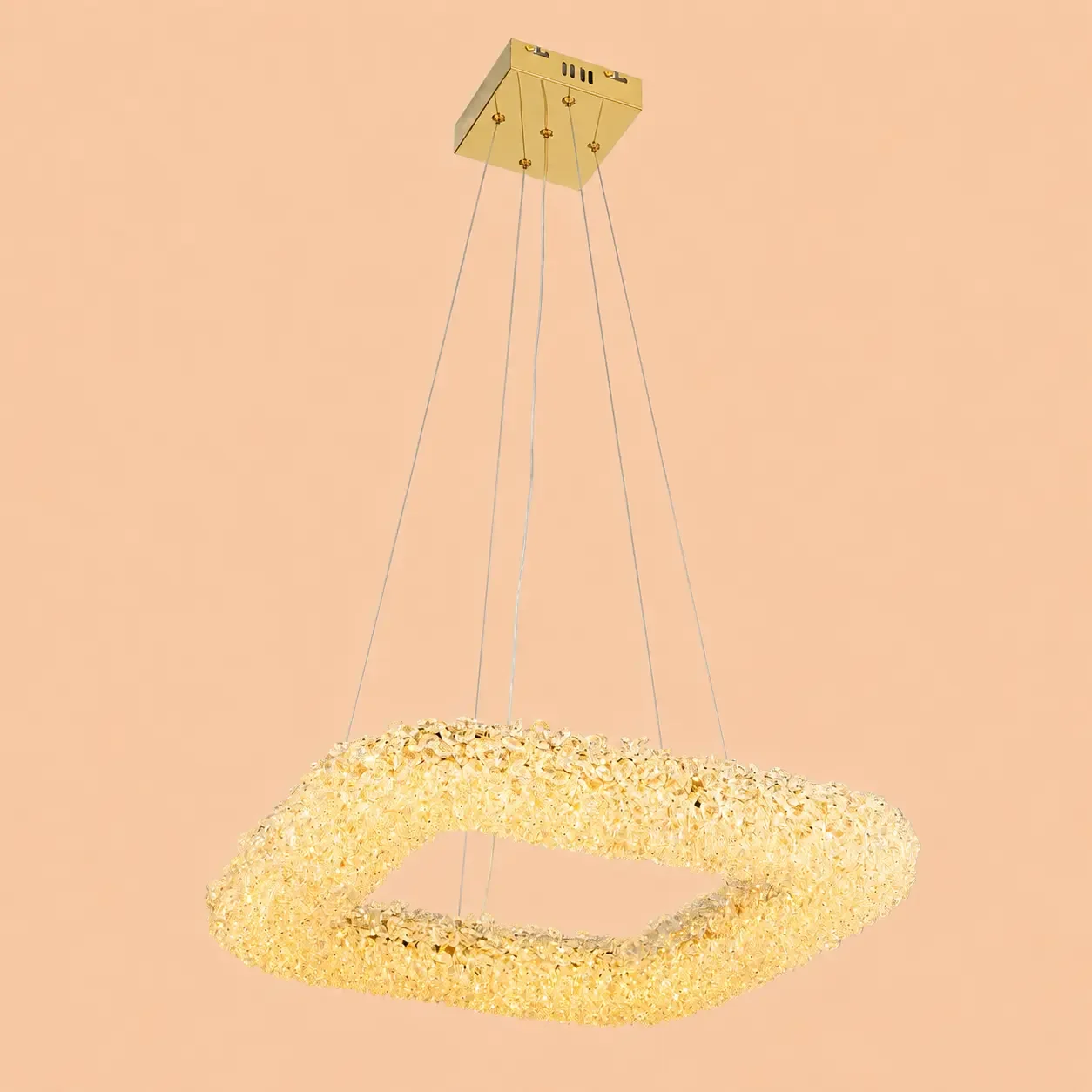Celia-lustra led patrata cu pietre de cristal