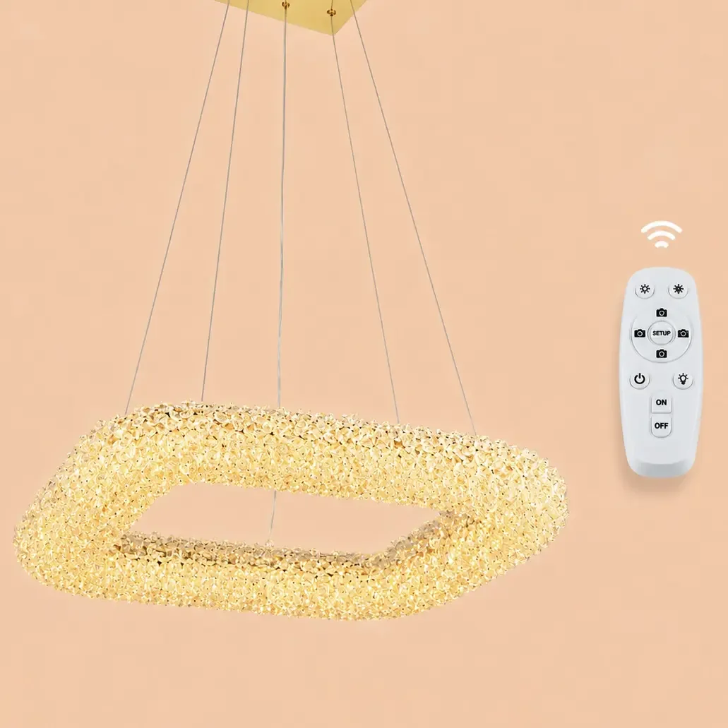 Celia-lustra led patrata cu pietre de cristal