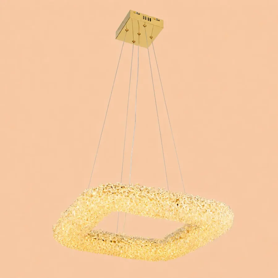 Celia-lustra led patrata cu pietre de cristal