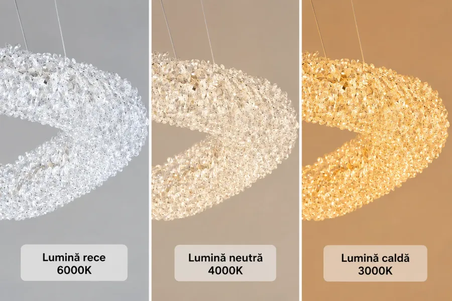 Celia-lustra led patrata cu pietre de cristal