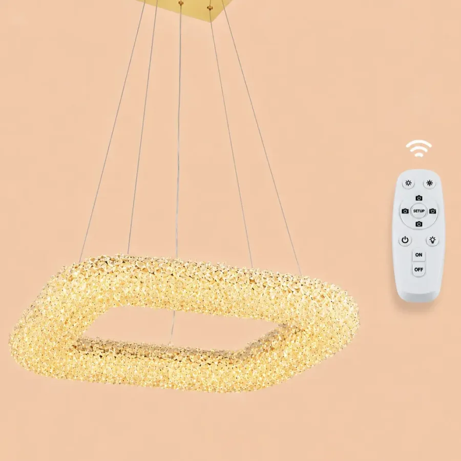 Celia-lustra led patrata cu pietre de cristal