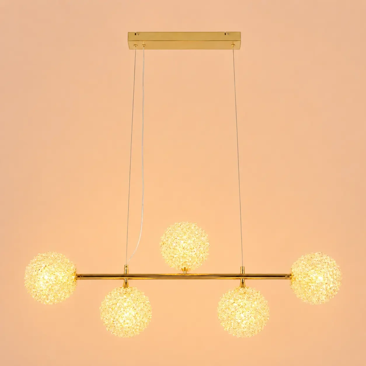 Celia-lustra led 5 bile cu pietre de cristal