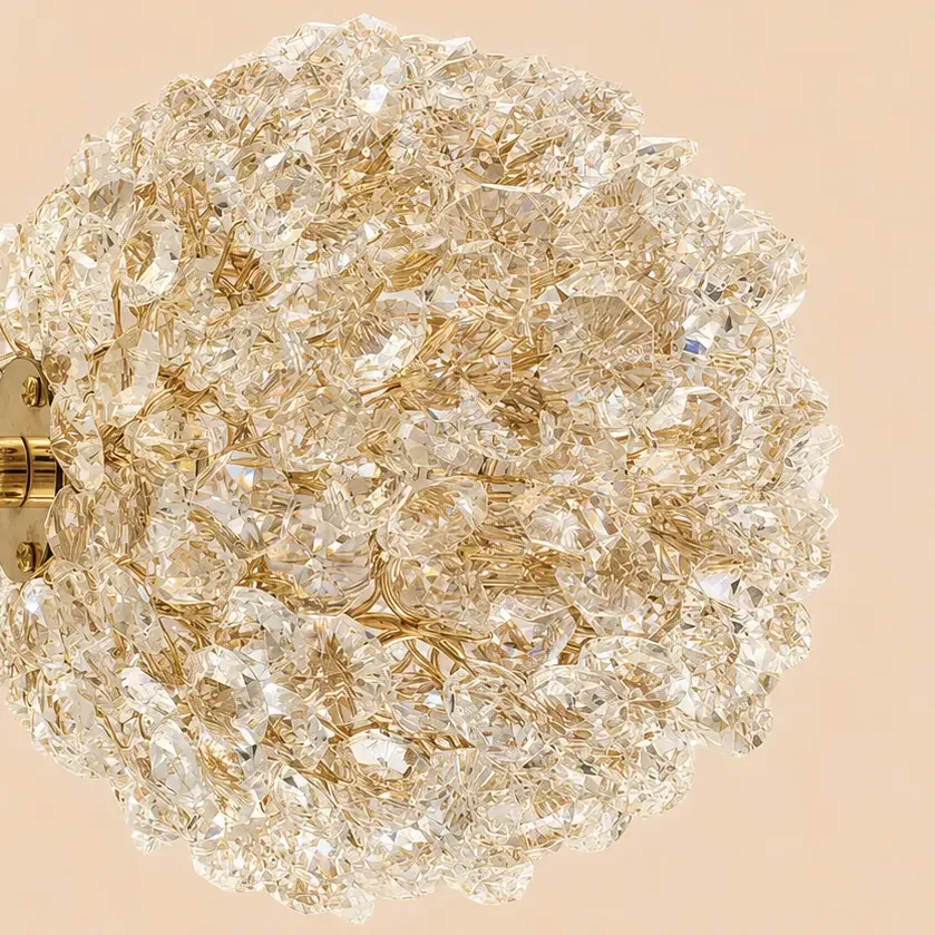 Celia-lustra led 5 bile cu pietre de cristal