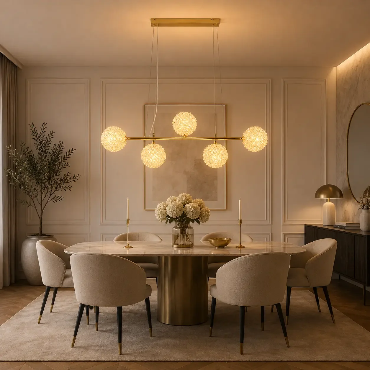 Celia-lustra led 5 bile cu pietre de cristal