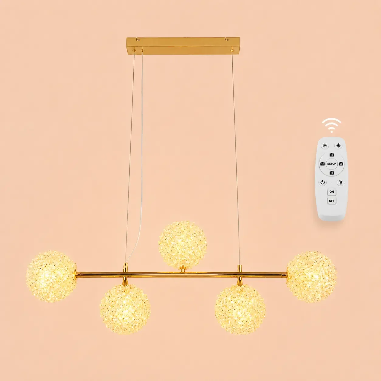 Celia-lustra led 5 bile cu pietre de cristal